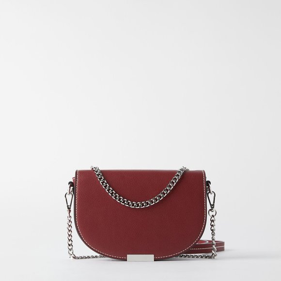 Zara Oval Burgundy Messenger Bag NWT - Picture 1 of 3